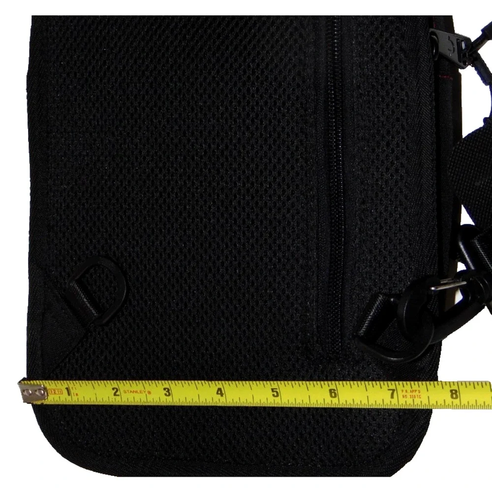 True Religion CORIE Sling Crossbody Bag Black Mesh Red Horseshoe Stitch Mens NWT